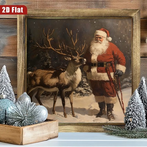 Santa claus reindeer wooden - santa,