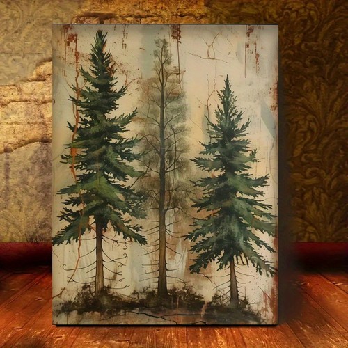 Vintage rustic pine trees - vintage,