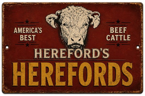 Hereford cattle vintage metal - cattle,